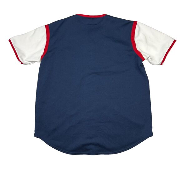 MLB Cleveland Indians VTG Y2K Button Up Baseball Jersey Blue Adult Large - Picture 2 of 6